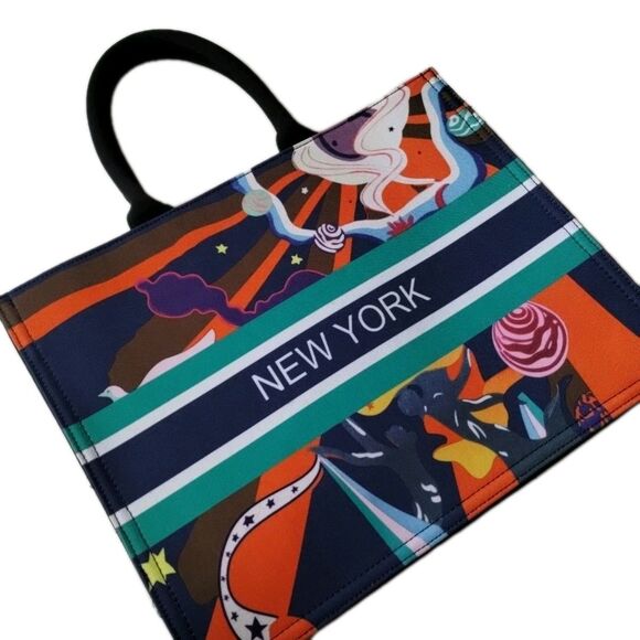 New York Souvenir Tote Bag Laptop Carry-On Travel Vacation Fall Multicolor Art - Picture 4 of 14